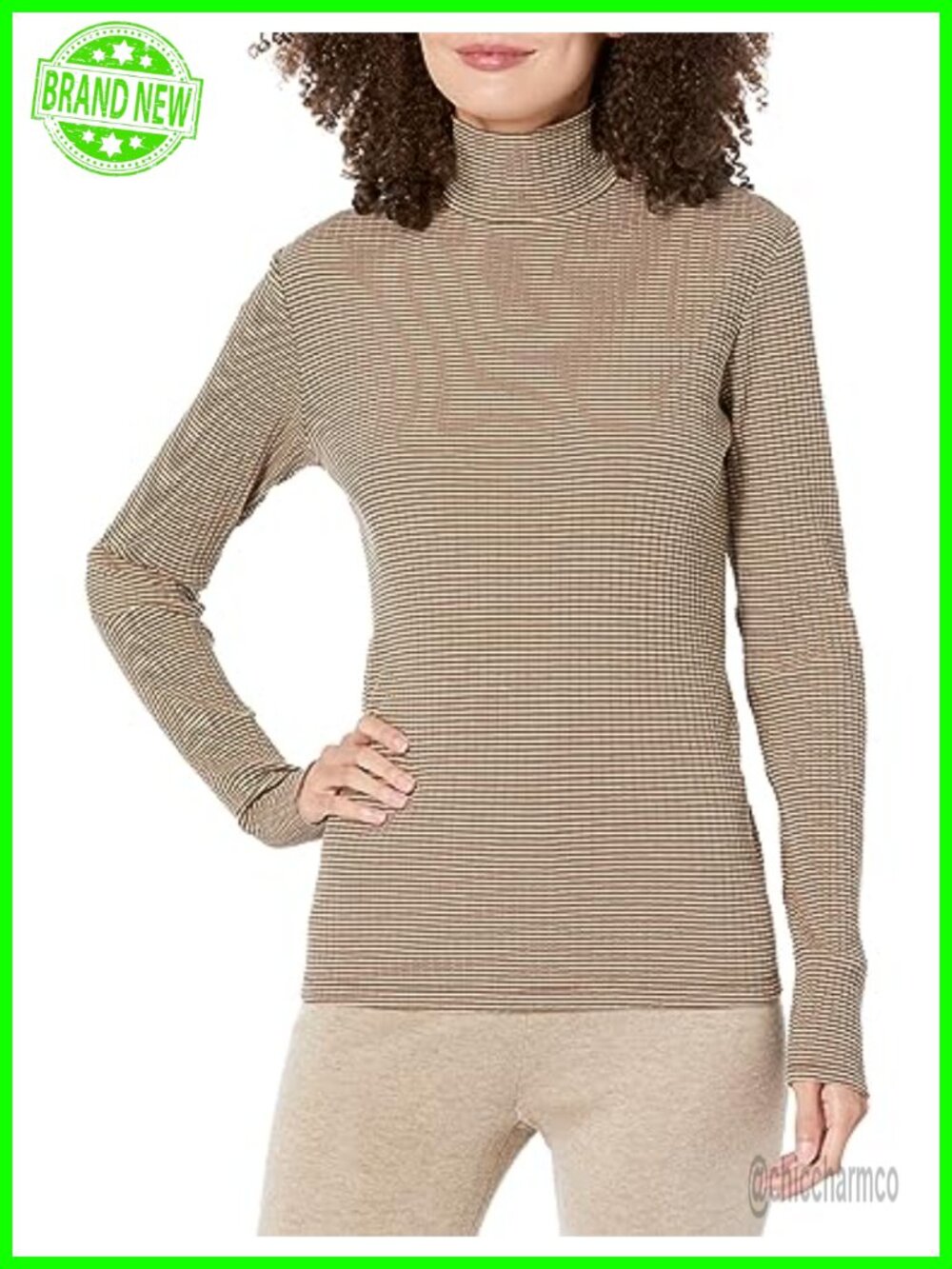 Organic Cotton Ribbed Turtleneck Pullover Sweater for Women